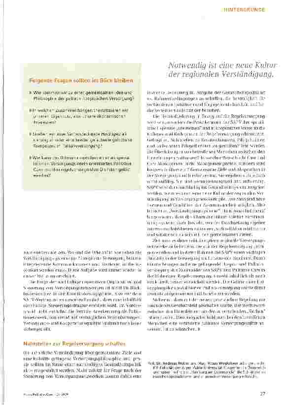 Vorschauseite 3: Der lange Weg von der Konstituierung bis zum Nutzen für die BetroffenenSAPV: Netzwerke schaffen
