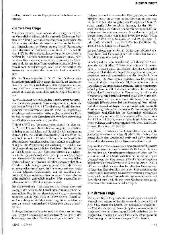 Vorschauseite 5: Verstoß gegen Art. 81 EG durch abgestimmte Verhaltensweisen zwischen WettbewerbernArt. 81 EG