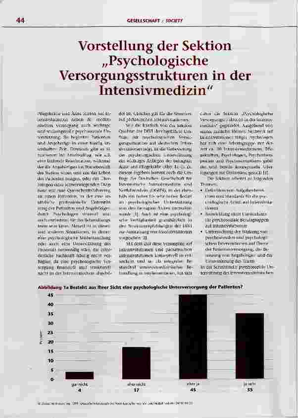 Vorschauseite 1: Vorstellung der Sektion „ Psychologische Versorgungsstrukturen in der Intensivmedizin