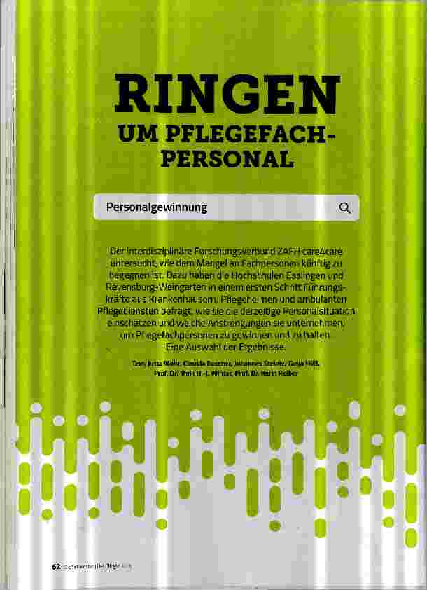 Vorschauseite 1: RINGEN UM PFLEGEFACHPERSONAL