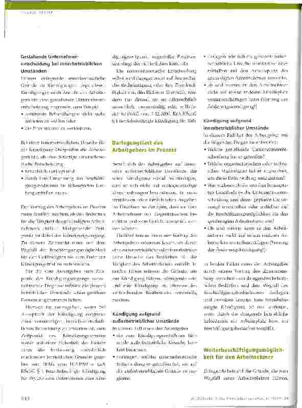 Vorschauseite 3: Betriebsbedingte Kündigung