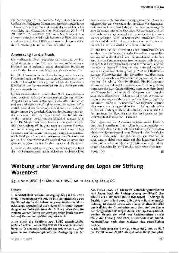 Vorschauseite 1: Werbung unter Verwendung des Logos der Stiftung Warentest