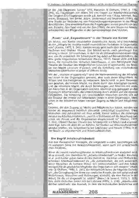 Vorschauseite 4: Der Einfluss organisatorischer Faktoren auf die Arbeitszufriedenheit von Pflegenden Eine Literaturanalyse