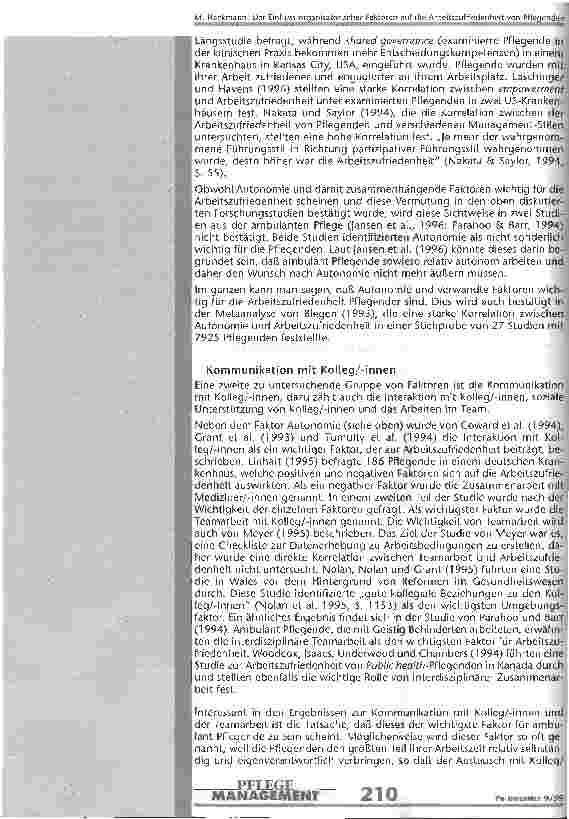 Vorschauseite 6: Der Einfluss organisatorischer Faktoren auf die Arbeitszufriedenheit von Pflegenden Eine Literaturanalyse