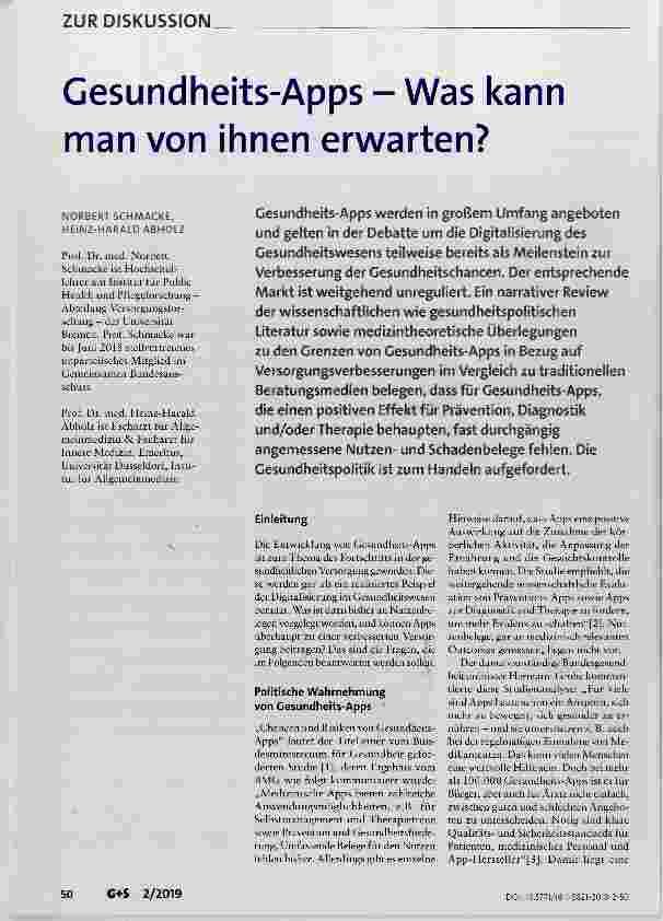 Vorschauseite 1: Gesundheits-Apps Was kann man von ihnen erwarten?
