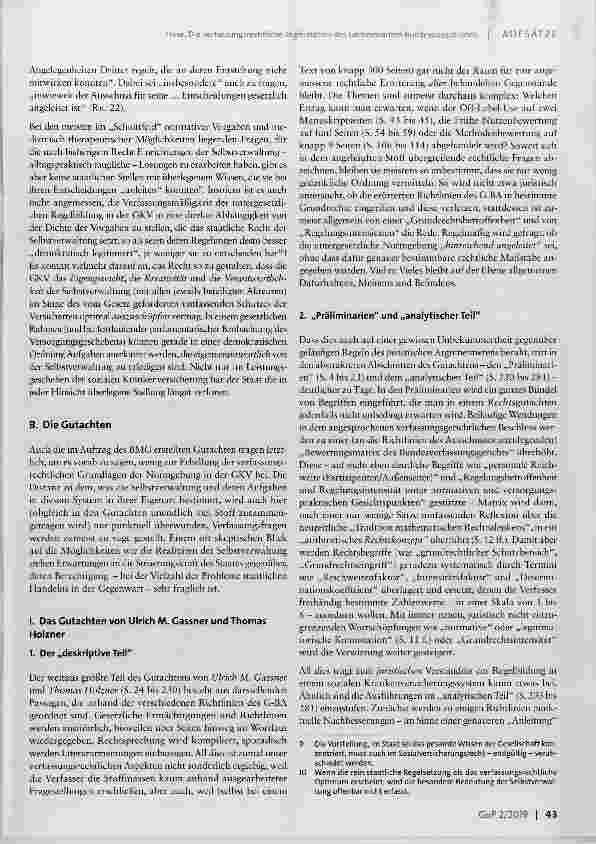 Vorschauseite 3: Die verfassungsrechtliche Legitimation des Gemeinsamen Bundesausschusses: Die im Auftrag des BAAG erstellten Rechtsgutachten