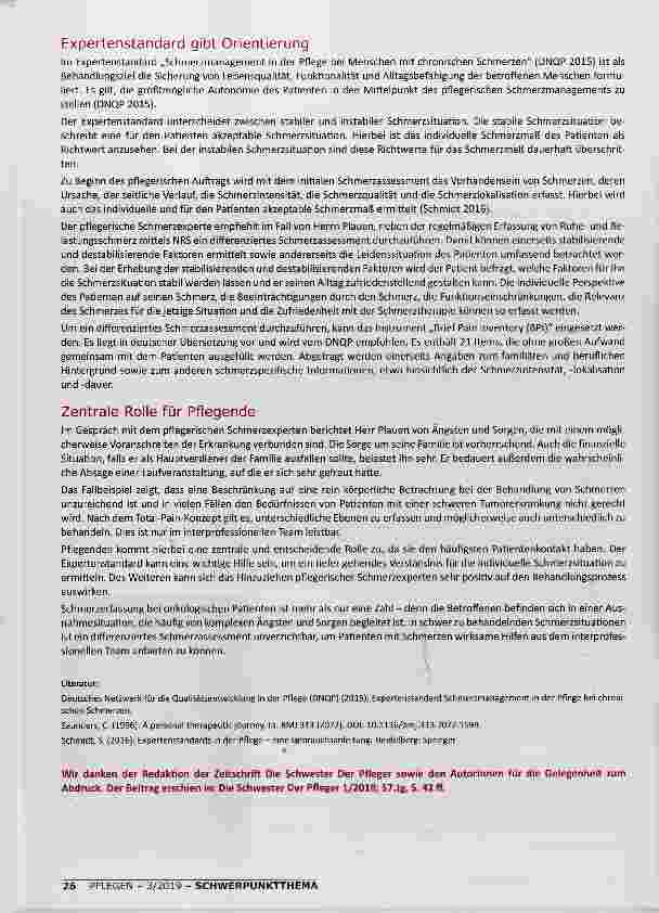 Vorschauseite 2: MEHR ALS EINE ZAHL SCHMERZERFASSUNG BEI ONKOLOGISCHEN PATIENTEN