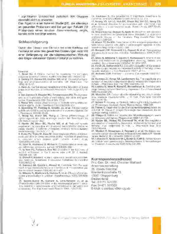 Vorschauseite 6: Die postoperative Atemdepression bei gleichzeitigem Einsatz von Clonidin und Fentanyl in der Allgemeinanästhesie