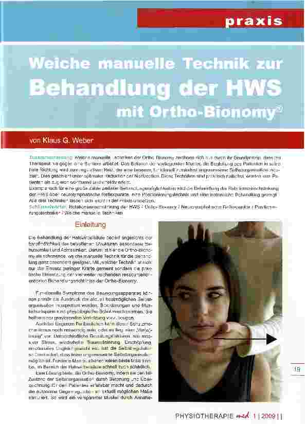 Vorschauseite 1: Weiche manuelle Technik zur Behandlung der HWS mit Ortho-Bionomy®
