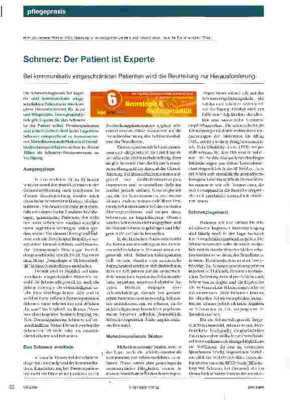 Vorschauseite 1: Schmerz: Der Patient ist Experte