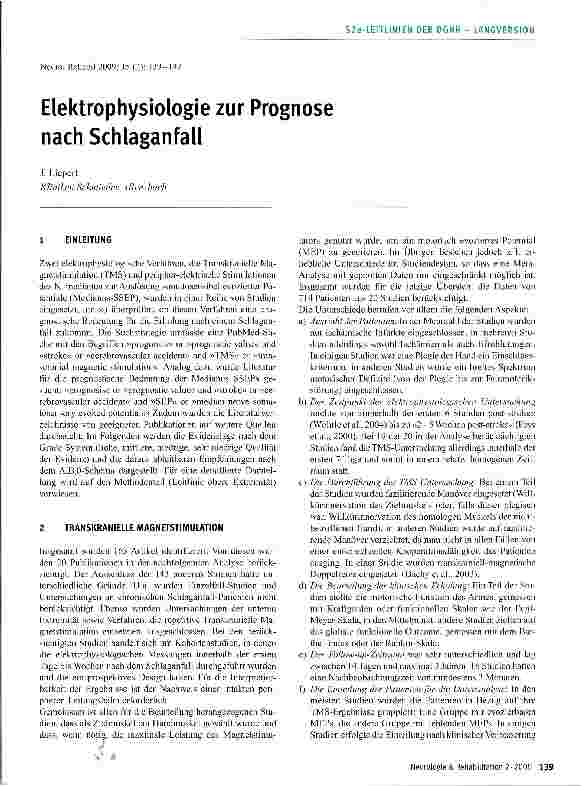 Vorschauseite 1: Elektrophysiologie zur Prognose nach Schlaganfall