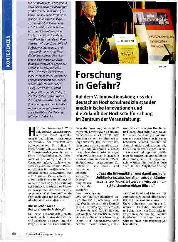 Vorschauseite 1: Forschung in Gefahr?