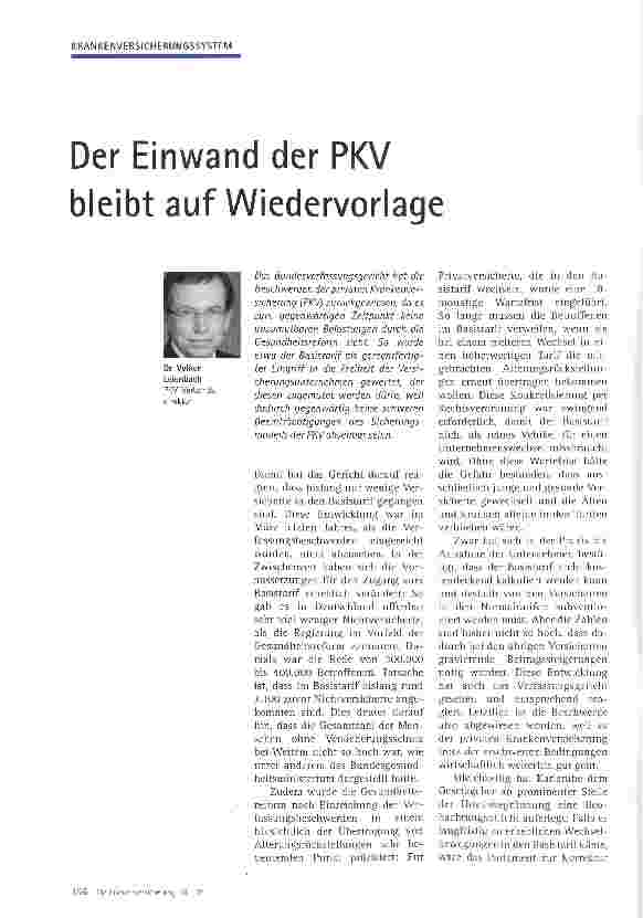 Vorschauseite 1: Der Einwand der PKV bleibt auf Wiedervorlage