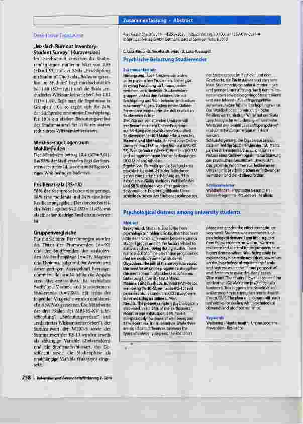 Vorschauseite 3: Psychische Belastung Studierender