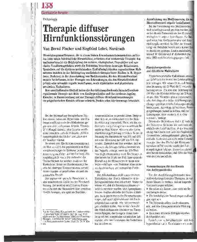 Vorschauseite 1: Frühgeriatrie: Therapie diffuser Hirnfunktionsstörungen