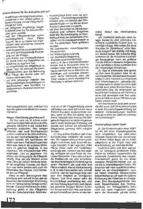 Vorschauseite 2: Kurzzeitpflege: eine eigenständige Institution der modernen Altenhilfe!