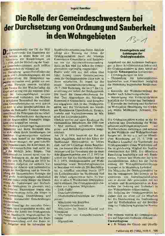 Vorschauseite 1: Die Rolle der Gemeindeschwestern bei der Durchsetzung von Ordnung und Sauberkeit in den Wohngebieten