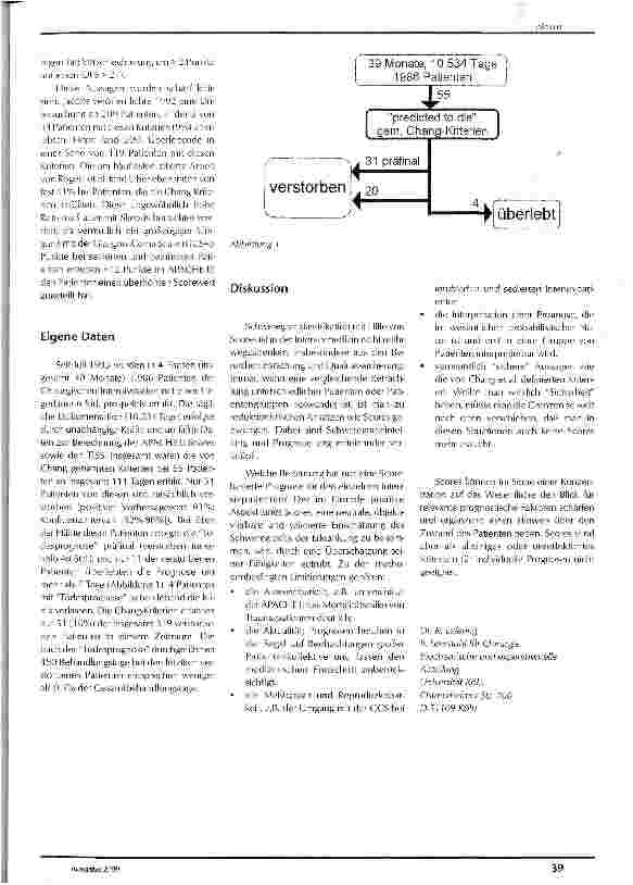Vorschauseite 2: Aussagekraft von Prognosescores in der Intensivmedizin: auch künftig im Einzelfall begrenzt