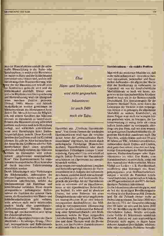 Vorschauseite 2: Harnund Stuhlinkontinenz Ein medizinisches, hygienisches, soziales und psychologisches Problem