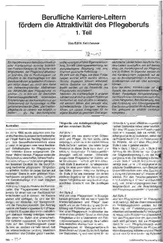 Vorschauseite 1: Berufliche Karriere-Leitern fördern die Attraktivität des Pflegeberufs 1. Teil