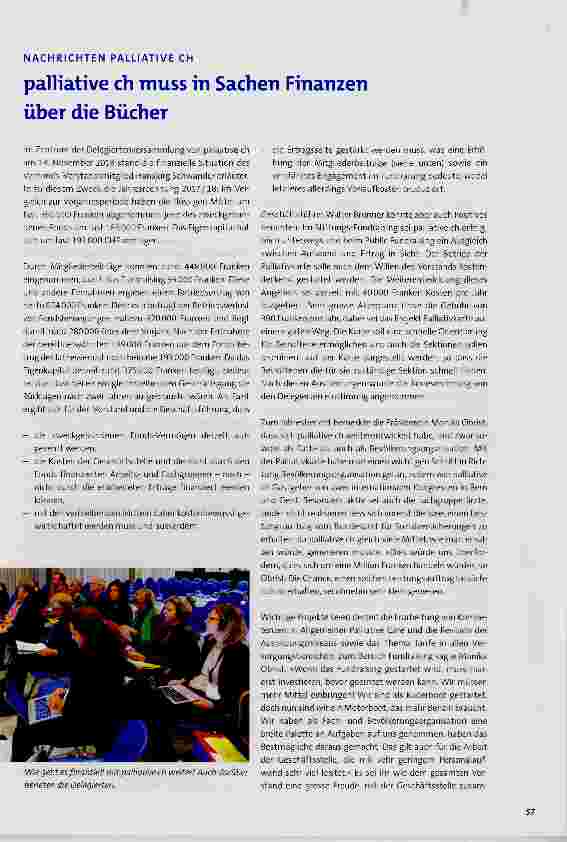 Vorschauseite 1: palliative ch muss in Sachen Finanzen über die Bücher