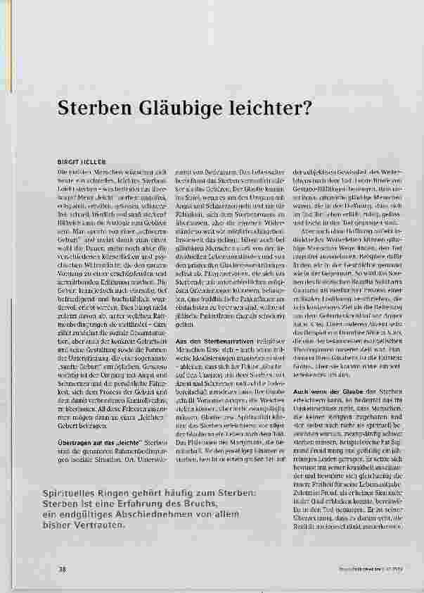 Vorschauseite 1: Sterben Gläubige leichter?