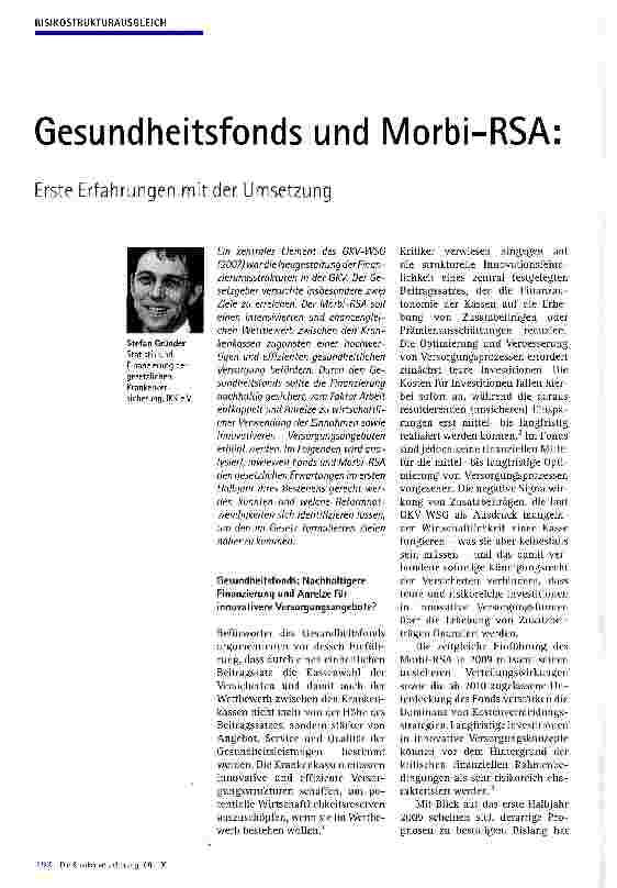 Vorschauseite 1: Gesundheitsfonds und Morbi-RSA
