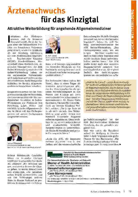 Vorschauseite 1: Ärztenachwuchs für das Kinzigtal