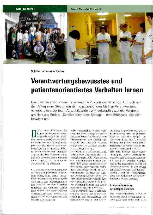 Vorschauseite 1: Verantwortungsbewusstes und patientenorientiertes Verhalten lernen