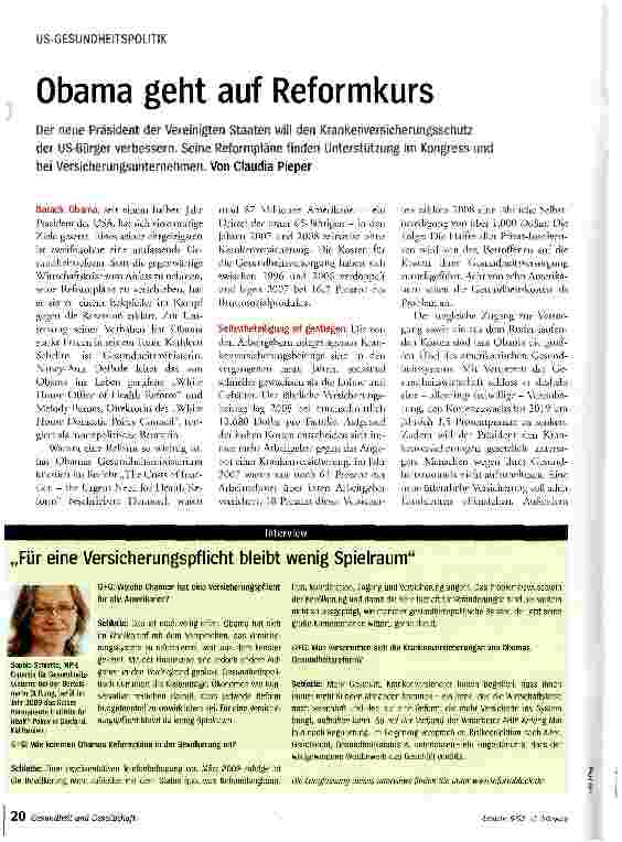 Vorschauseite 1: Obama geht auf Reformkurs
