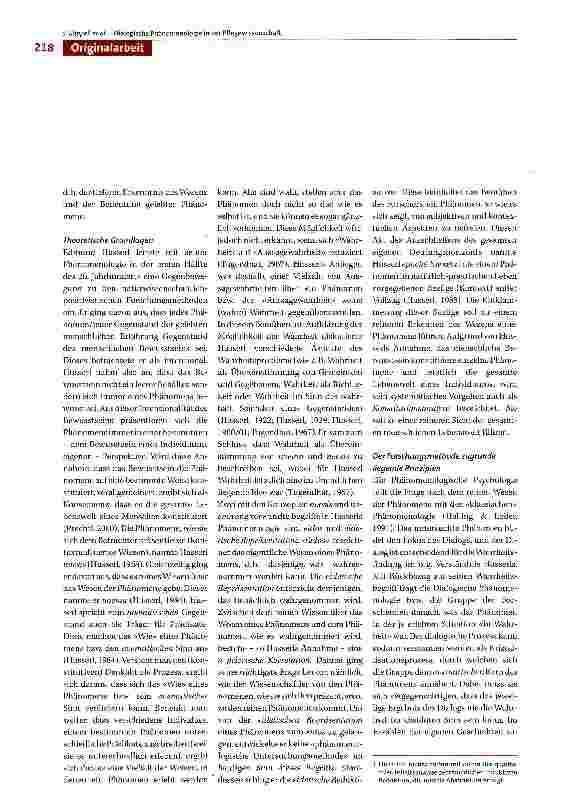 Vorschauseite 2: Dialogische Phänomenologie im Rahmen der Pflege Wissenschaft - Eine kritische Auseinandersetzung mit einer wenig bekannten Forschungsmethode