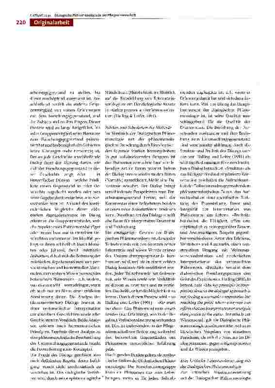 Vorschauseite 4: Dialogische Phänomenologie im Rahmen der Pflege Wissenschaft - Eine kritische Auseinandersetzung mit einer wenig bekannten Forschungsmethode