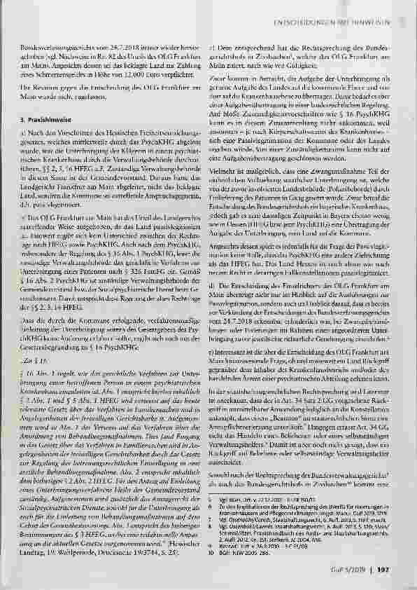 Vorschauseite 3: Passivlegitimation des Landes für Schmerzensgeldansprüche wegen Fixierung und Zwangsmedikation ohne richterliche Genehmigung