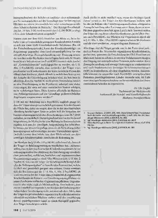Vorschauseite 4: Passivlegitimation des Landes für Schmerzensgeldansprüche wegen Fixierung und Zwangsmedikation ohne richterliche Genehmigung