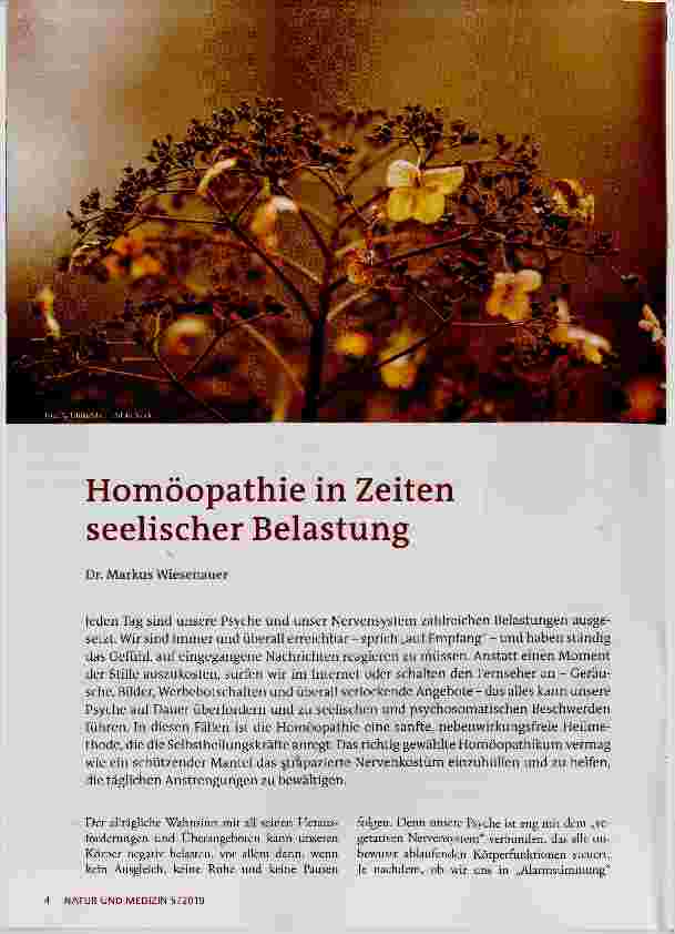 Vorschauseite 1: Homöopathie in Zeiten seelischer Belastung