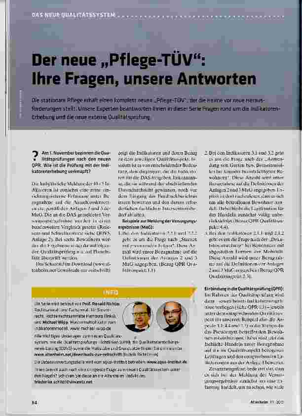 Vorschauseite 1: Der neue „Pflege-TÜV“: Ihre Fragen, unsere Antworten