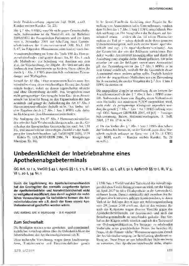 Vorschauseite 5: Versprechen von Bonuszahlungen für zuzahlungsfreie Generika wegen unangemessener unsachlicher Beeinflussung unlauter