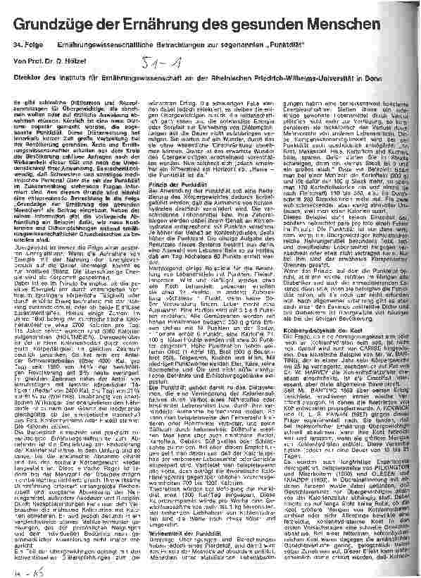 Vorschauseite 1: Grundzüge der Ernährung des gesunden Menschen 32. Folge: Ernährungswissenschaftliche Beratung zur sogenannten Punktdiät