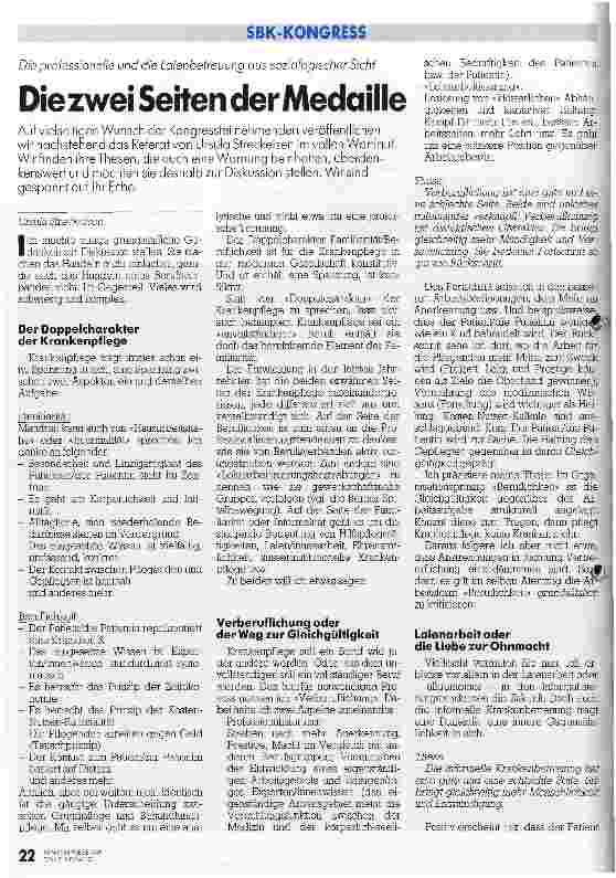 Vorschauseite 1: Die professionelle und die Laienbetreuung aus soziologischer Sicht Die zwei Seiten der Medaille
