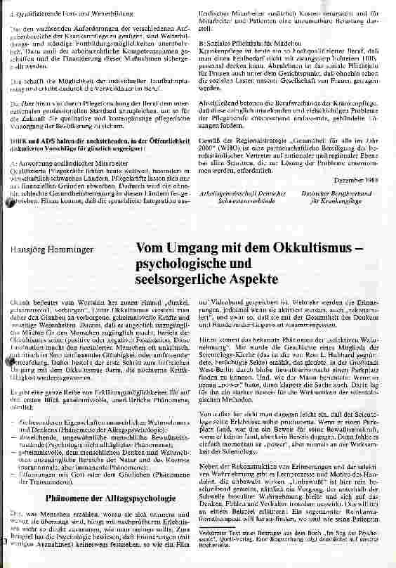 Vorschauseite 2: Positionspapier zur Situation in der Krankenpflege