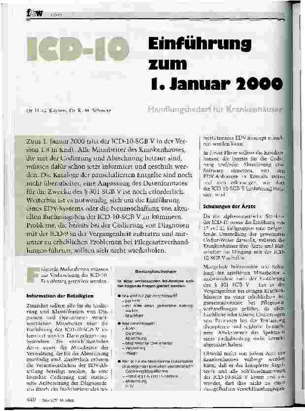 Vorschauseite 1: ICD-10 Einführung zum 1. Januar 2000