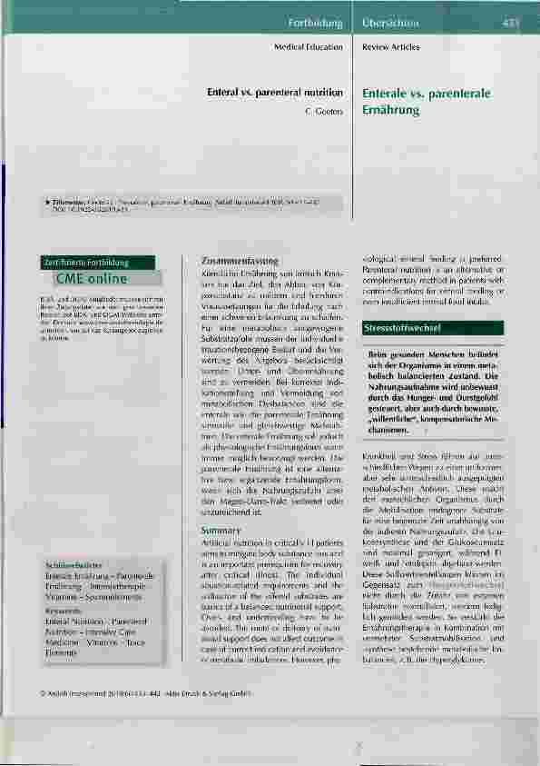 Vorschauseite 1: Enteral vs. parenteral nutrition