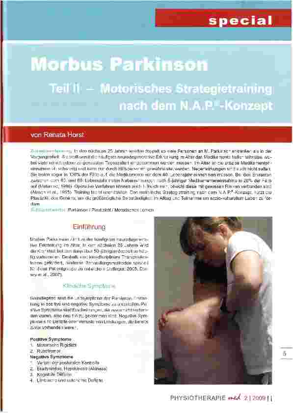 Vorschauseite 1: Morbus Parkinson Teil II Motorisches Strategietraining nach dem N.A.P.-Konzept