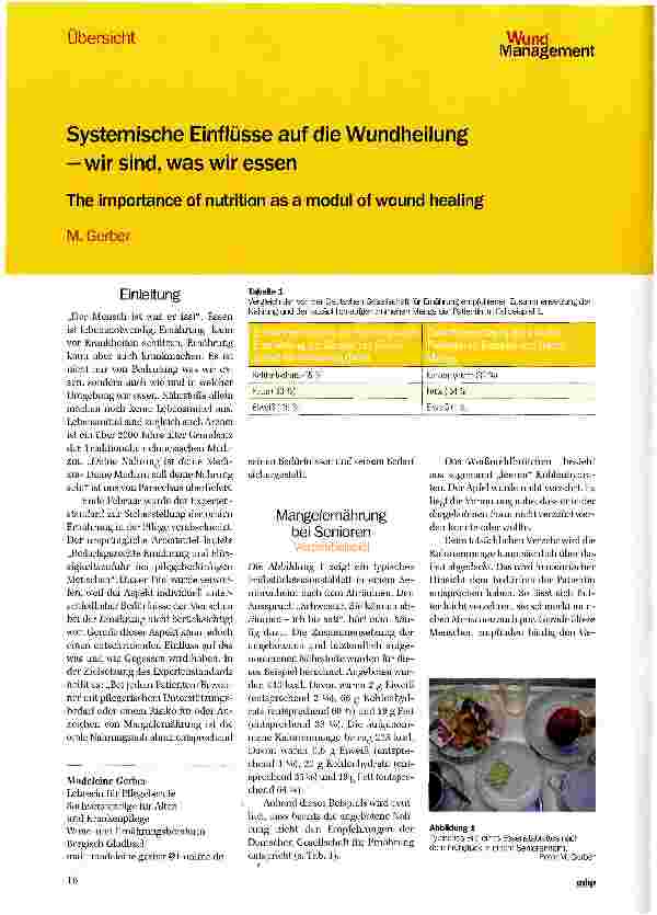Vorschauseite 1: Systemische Einflüsse auf die Wundheilung —wir sind, was wir essen