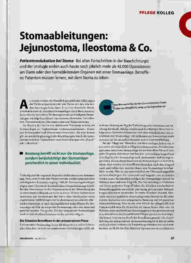 Vorschauseite 1: Stomaableitungen: Jejunostoma, lleostoma & Co.