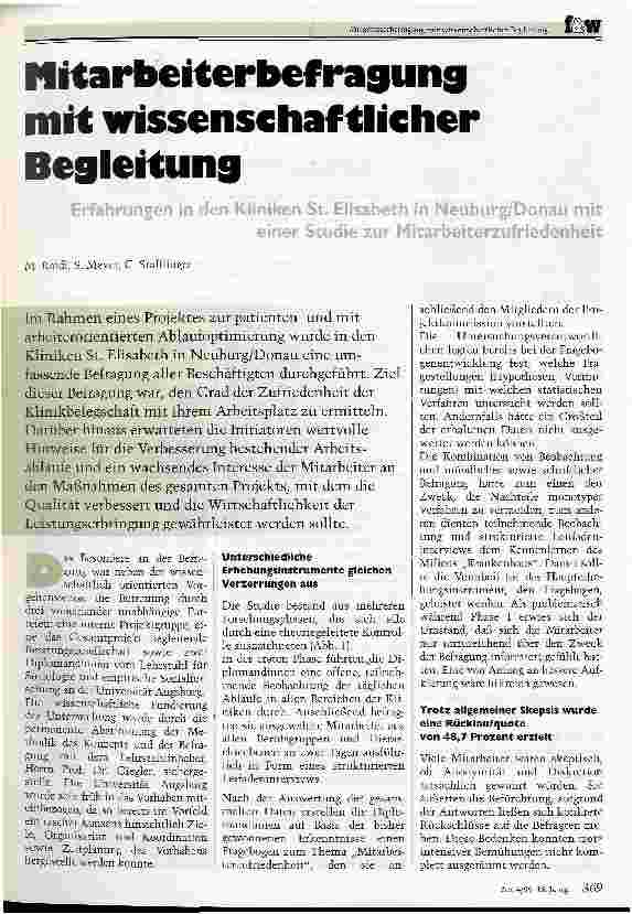 Vorschauseite 1: Mitarbeiterbefragung mit wissenschaftlicher Begleitung