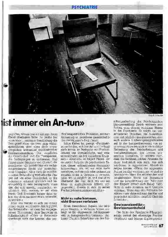 Vorschauseite 2: Psychiatrisches Tun ist immer ein An-tun 1. Münsinger Symposium: Psychiatrie im Anspruch der Ethik