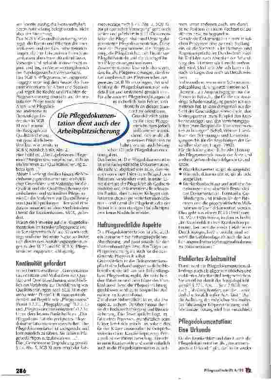 Vorschauseite 2: Ein rechtliches Muss oder eine segensreiche Pflicht? Pflegedokumentation