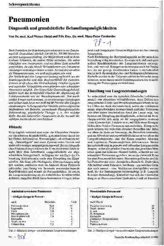 Vorschauseite 1: Pneumonien Diagnostik und grundsätzliche Behandlungsmöglichkeiten
