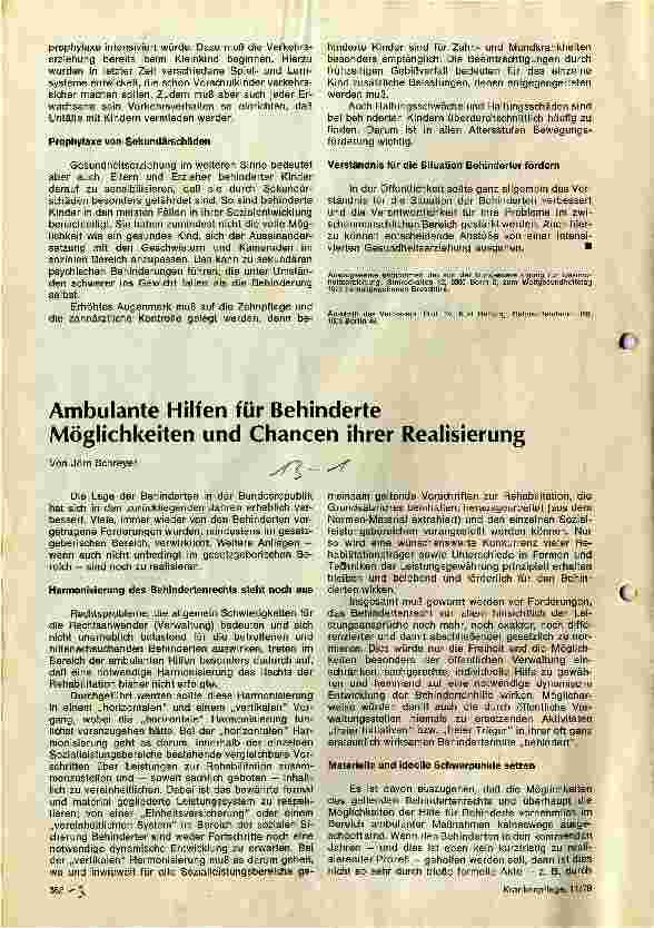 Vorschauseite 1: Ambulante Hilfen für Behinderte - Möglichkeiten und Chancen ihrer Realisierung